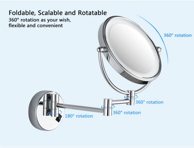 Ledeme L6508D Зеркало ванной увеличительное, с LED подсветкой, латунь, хром, 8 дюймов - фото4